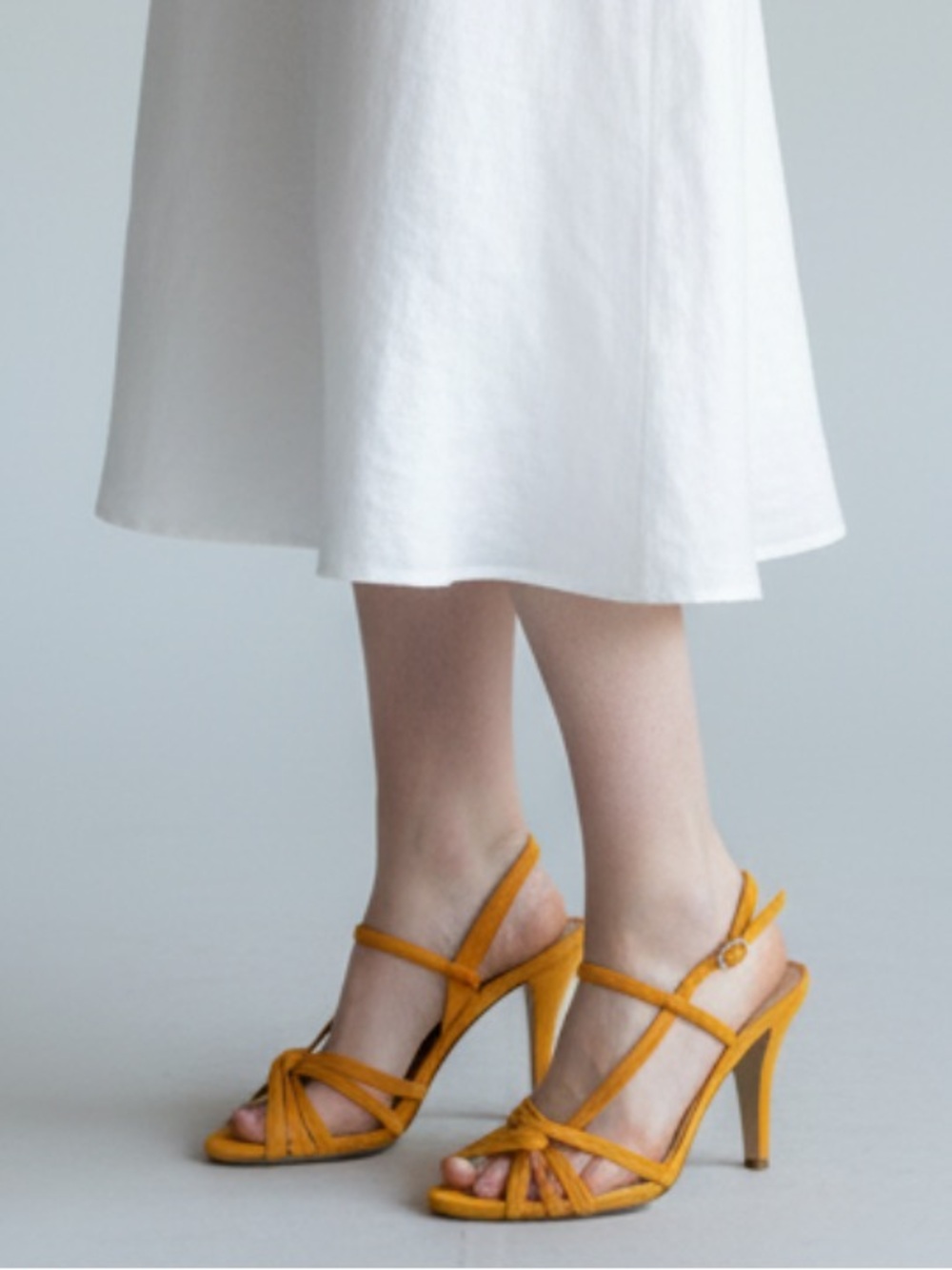 J. Crew Yellow Suede Knotted Strappy Slingback Heels